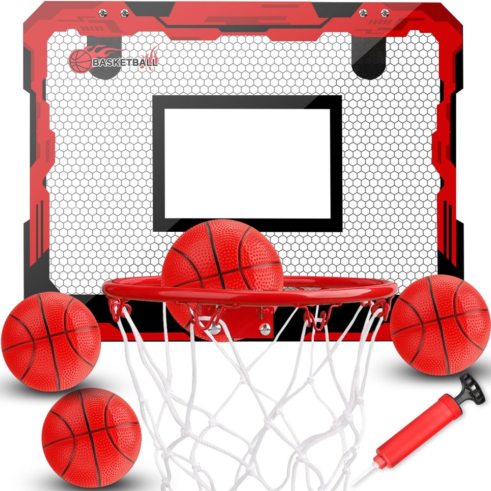 Wall Mounted Mini Basketball Hoop for Kids 5 6 7 8 9 10+Years Old Boys, Indoor Basketball Hoop with 4 Balls for Room Bedroom, Dunk Pro Sport Game Interactive Toys Gift for Boys Age 4-12