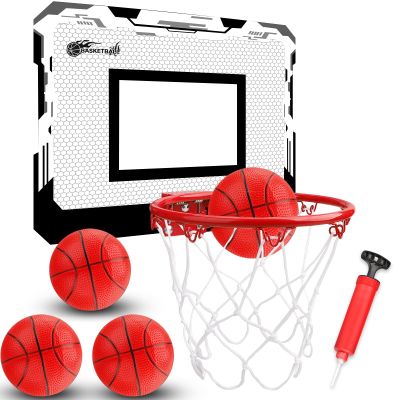 Indoor Mini Basketball Hoop Set for Kids Toddlers Adult, Portable Outdoor Wall Mounted Mini Hoop with 4 Balls Over The Door Wall, Room Office Pool Basketball Toys Graduation Gift for Kids Boys Teens
