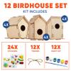 12 DIY Bird House Kits For Children to Build - Wood Birdhouse for Kids to Paint - Unfinished Bird Houses for Kids - Wood Craft Project Kits - Wooden Arts & Craft for Girls & Boys - Classroom Activity view 2