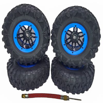 NHX RC P2 2.2" Air Crawler Tires w/Black Beadlock Wheel/Blue Ring (4) for TRX4 SCX10