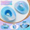 Sotiff 12 Pcs Mini Cowboy Cowgirl Hat Small Disco Western Hat Neon Holographic Space Tiny Decoration for Cowgirl Birthday Party Drinks Cupcake Toppers Dolls(Neon Blue) view 3