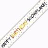 9ft Banner Happy Birthday Snowflake Metallic view 1