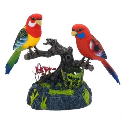 2023 New Electric Battery Operated Control Voice Parrots - Vivid Voice-Activated Chirping Fluttering Birds Toys, Cute Electronic Pets Simulation Birds, Realistic Parakeet for Garden, Home (Z - Both)