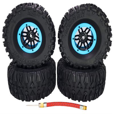 NHX RC P3 2.2" Air Wide Tall Crawler Tires w/Beadlock Wheel (4) for TRX4 SCX10 Black/SkyBlue