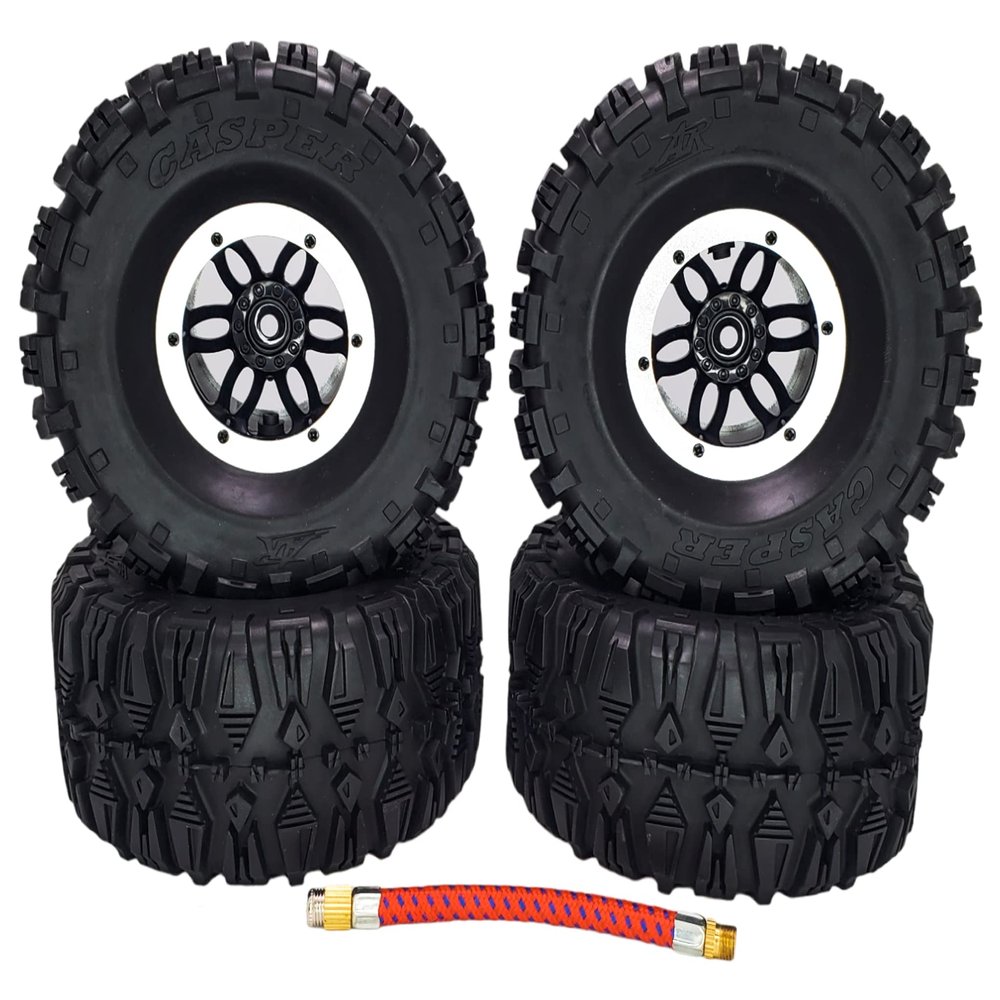 NHX RC P3 2.2" Air Wide Tall Crawler Tires w/Beadlock Wheel (4) for TRX4 SCX10 Black/Silver