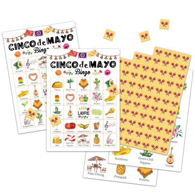 Chuxvon Fiesta Bingo Cards, Mexican Theme Game for 24 Players, Taco Party Bingo Game Cards, Friends Activities, Cinco De Mayo Party Favors Supplies Decorations(A05)