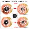 OGRC 1.0 RC Wheel Rims with Brass Rings Deep Dish Wheel Rims 1.0 Beadlock Wheels for 1/18 TRX4M 1/24 SCX24 C10 JLU Deadbolt Gladiator Bronco Crawler Car (Rose Gold) view 3