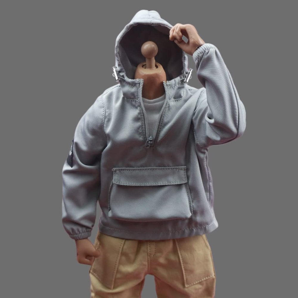 1/6 Scale Male Clothes,Men's Half-Zip Sweater Hoodie Coat Jacket Costume Clothing for 12inch Male Action Figure Body (Gray)