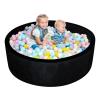 Foam Ball Pit for Toddlers - CALEPTONG 47.2"x 13.8" Extra Large Round Baby Ball Pit with NO Balls, Soft Coral Fleece Baby Playpen Ball Pool, Ideal Gift for Kids Infants Indoor Outdoor Game - Black view 1