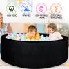 Foam Ball Pit for Toddlers - CALEPTONG 47.2"x 13.8" Extra Large Round Baby Ball Pit with NO Balls, Soft Coral Fleece Baby Playpen Ball Pool, Ideal Gift for Kids Infants Indoor Outdoor Game - Black view 2