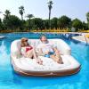 S AFSTAR 2-3 Person Inflatable Pool Float, 71x71 Giant Inflatable Island Bed with UPF50 Retractable Canopy & Built-in Cup Holder, Load 440LBS, Blow-up Floating Lounge Island for Pool Lake Beach view 1