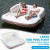 S AFSTAR 2-3 Person Inflatable Pool Float, 71x71 Giant Inflatable Island Bed with UPF50 Retractable Canopy & Built-in Cup Holder, Load 440LBS, Blow-up Floating Lounge Island for Pool Lake Beach view 2