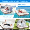 S AFSTAR 2-3 Person Inflatable Pool Float, 71x71 Giant Inflatable Island Bed with UPF50 Retractable Canopy & Built-in Cup Holder, Load 440LBS, Blow-up Floating Lounge Island for Pool Lake Beach view 4