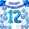 12th Birthday Party Decorations Blue for Girls, 12th Birthday Banner Blue Number 12 Birthday Foil Balloons Confetti Balloons for Boys Him Son 12 Year Old Birthday Supplies(12th blue) view 1