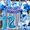 12th Birthday Party Decorations Blue for Girls, 12th Birthday Banner Blue Number 12 Birthday Foil Balloons Confetti Balloons for Boys Him Son 12 Year Old Birthday Supplies(12th blue) view 3