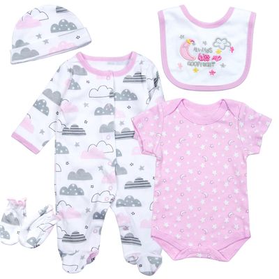 5 Pcs Reborn Baby Doll Clothes for 20-22 inch Girl Baby Dolls Newborn Doll Outfit Purple Sleepwear Clothing Accessories Kids Pretend Game