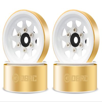 OGRC 1.0 RC Wheel Rims with Brass Rings Deep Dish Wheel Rims 1.0 Beadlock Wheels for 1/18 TRX4M 1/24 SCX24 C10 JLU Deadbolt Gladiator Bronco Crawler Car (White)