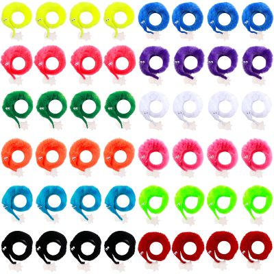 CCINEE 48 Pcs Magic Twisty Worm Wiggly Twisty Fuzzy Worms on a String Magic Worm Toys for Kid Cat Party Favors, 12Colors