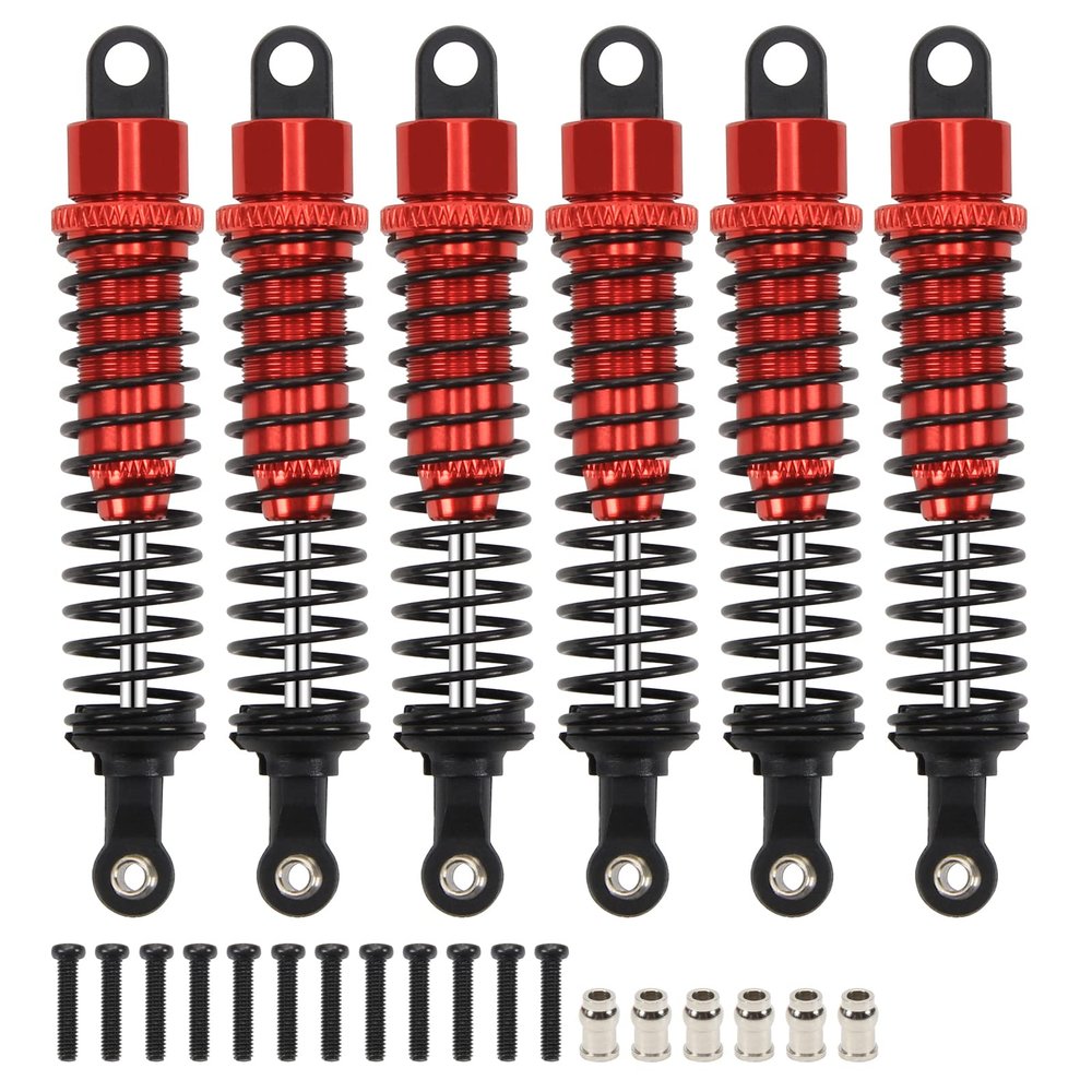 RCAWD 6X Alloy Front Rear Shock Oil Filled Type 80mm for 1/10 LAEGENDARY Upgrade Parts (Red)