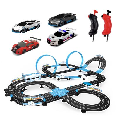 AGM MASETCH High Speed Series Tram Dual Track Set, Track with 4 Vehicles Official Licensed Slot car Racing, Comes with 2 Hand Controls and Track Parts and a Lap Counter.