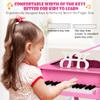 HONEY JOY Classical Kids Piano, 30-Key Mini Grand Piano with Music Stand and Bench, Wooden Musical Instrument Toy w/Lid & Music Rack, Gift for Boys Girls Ages 3+ (Pink) view 4