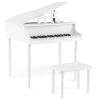 HONEY JOY Classical Kids Piano, 30-Key Mini Grand Piano with Music Stand and Bench, Wooden Musical Instrument Toy w/Lid & Music Rack, Gift for Boys Girls Ages 3+ (4 Straight Leg-White) view 1