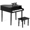 HONEY JOY Classical Kids Piano, 30-Key Mini Grand Piano with Music Stand and Bench, Wooden Musical Instrument Toy w/Lid & Music Rack, Gift for Boys Girls Ages 3+ (4 Straight Leg-Black) view 1