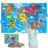 Taika World Felt Set, Felt World Map with World Famous Sights, Educational Play Mat Flannel Board Set, 43x28 inch Preschool Learning Flannel Board for 4+ view 1