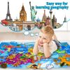 Taika World Felt Set, Felt World Map with World Famous Sights, Educational Play Mat Flannel Board Set, 43x28 inch Preschool Learning Flannel Board for 4+ view 3