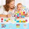 Montessori Wooden Beads Sequencing Toy Set, Stacking Blocks & Lacing Beads & Matching Shape Stacker for 2 3 4 5 Year Old STEM Preschool Learning Montessori Toys Gifts for Kids Boy Girl Toddler view 2