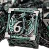 ARUOHHA Hollow DND Metal Dice Set Black Green Dragons D and D Dice, RPG Role Playing Games Dungeons Polyhedral Dice with Gift Box D20 D12 D10 D8 D6 D4 view 1