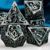 ARUOHHA Hollow DND Metal Dice Set Black Green Dragons D and D Dice, RPG Role Playing Games Dungeons Polyhedral Dice with Gift Box D20 D12 D10 D8 D6 D4 view 2