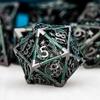 ARUOHHA Hollow DND Metal Dice Set Black Green Dragons D and D Dice, RPG Role Playing Games Dungeons Polyhedral Dice with Gift Box D20 D12 D10 D8 D6 D4 view 3
