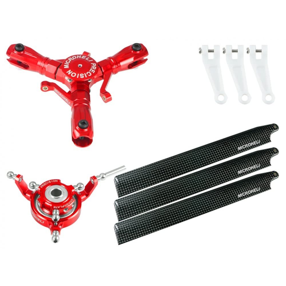 MICROHELI CNC Triple Carbon Fiber Blades Conversion Set (RED) - Blade Infusion 180