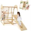 INFANS 7 in 1 Kids Indoor Playground, Wooden Montessori Climber Playset with Tent Slide Climbing Rock Climbing Net, Playground Jungle Gym Structure Climbing Toys for Toddlers Boys Girls view 1