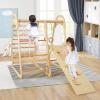 INFANS 7 in 1 Kids Indoor Playground, Wooden Montessori Climber Playset with Tent Slide Climbing Rock Climbing Net, Playground Jungle Gym Structure Climbing Toys for Toddlers Boys Girls view 2