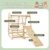 INFANS 7 in 1 Kids Indoor Playground, Wooden Montessori Climber Playset with Tent Slide Climbing Rock Climbing Net, Playground Jungle Gym Structure Climbing Toys for Toddlers Boys Girls view 3