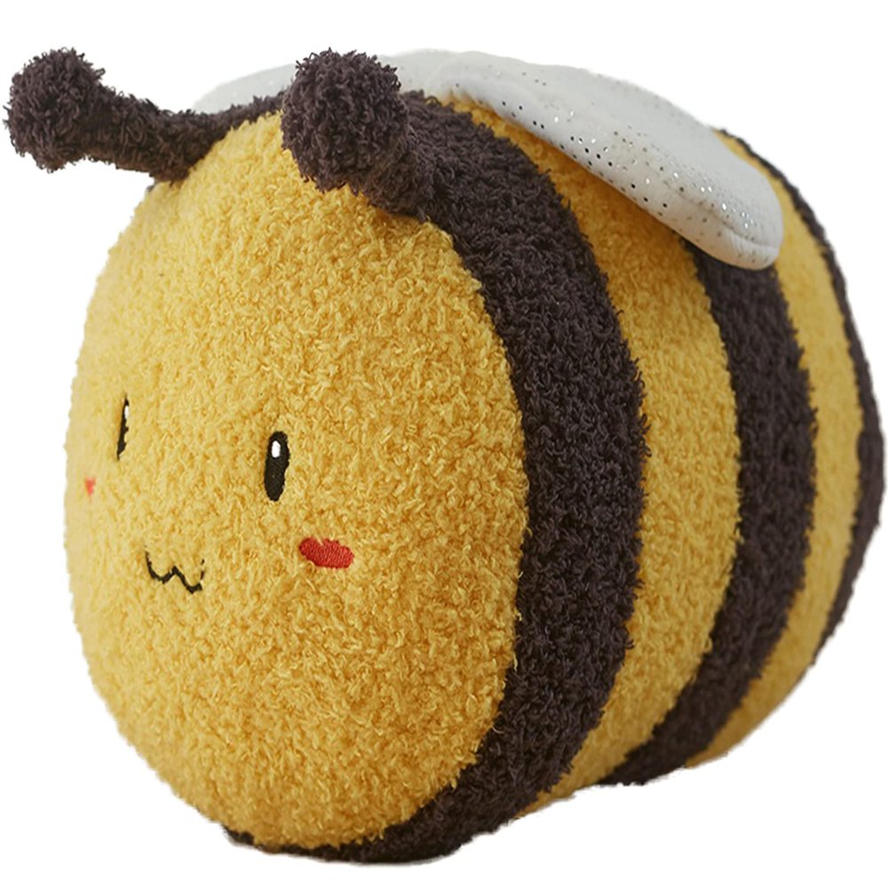 13.9 Inch Fuzzy Bumblebee Stuffed Animal Honey Bee Pulshies with Cute Face and White Wings Cuddly Bumble Bee Plush Toy Honeybee Anime Gifts for Kids And Lovers In Birthday, Valentines, Christmas...
