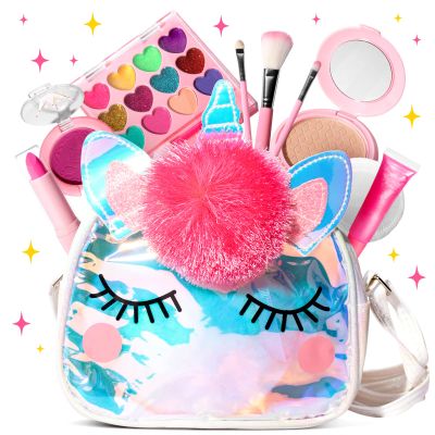 ULOVEME Kids Real Makeup Kit for Little Girls - Real, Non Toxic, Washable Make Up Toy - Umicorn Toys Gift for 3 4 5 6 7 8 9 10 12 Years Old Girls Birthday (Sparkle Umicorn)