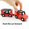 Wooden Train Cars Track Accessories Set Rescue Fire Truck Small Vehicles Magnetic Train Cars Fit for Wooden Train Track Railway for Boys and Girls (Fire Truck(with Light and Sound)) view 2