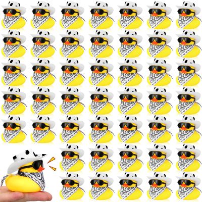 36 Set Cowboy Rubber Duck Mini Yellow Duckies Bath Party Toy Tiny Ducks Bathtub Toy with Cowboy Hat Paisley Bandanas Sunglasses for Summer Baby Shower Birthday Swimming Party (Cow Style)