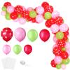 109 Pieces Strawberry Party Balloons Arch Garland 12 10 5 Inch Red Pink Green Latex Jumbo Strawberry Foil Balloons for Baby Shower Berry First Birthday Party Decorations view 1