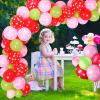 109 Pieces Strawberry Party Balloons Arch Garland 12 10 5 Inch Red Pink Green Latex Jumbo Strawberry Foil Balloons for Baby Shower Berry First Birthday Party Decorations view 2