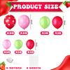 109 Pieces Strawberry Party Balloons Arch Garland 12 10 5 Inch Red Pink Green Latex Jumbo Strawberry Foil Balloons for Baby Shower Berry First Birthday Party Decorations view 3