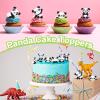 cobee Panda Figures Cake Toppers, 8 Pcs Miniature Cake Decorations Panda, Birthday Party Supplies Panda Cake Toppers Decor view 2