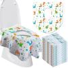 50 Packs Disposable Toilet Seat Covers Extra Large Individually Wrapped for Kids and Adults, Portable Non Slip Waterproof Potty Seat Covers for Toddlers Potty Training, Travel (Dinosaur) view 1