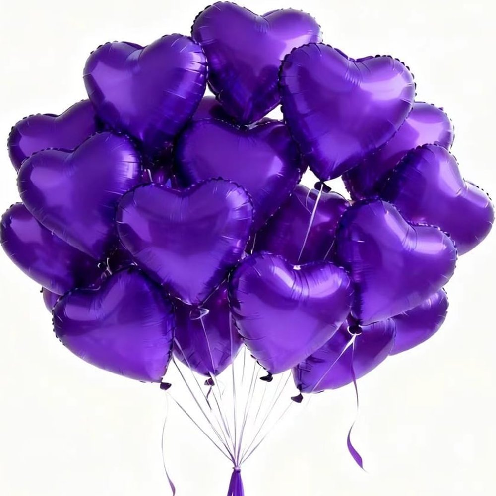 30 Pcs Purple Heart Balloons 18in Foil Heart Shape 18 Inch Balloons Helium Mylar Balloons Foil Balloon Boho Baby Shower Decoration for Girls Kids Valentine's Day Birthday Wedding Bridal Party Decor