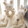 Plush Baby Soft Rattle Toys, Beige Bunny Baby Rattles for Infants Baby First Stuffed Animal Plush Rattle Shaker Set for Newborns Soft Ring Rattle Sensory Toys for Infant Boys Girls Shower Gifts, 2 PCS view 2