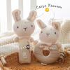 Plush Baby Soft Rattle Toys, Beige Bunny Baby Rattles for Infants Baby First Stuffed Animal Plush Rattle Shaker Set for Newborns Soft Ring Rattle Sensory Toys for Infant Boys Girls Shower Gifts, 2 PCS view 3