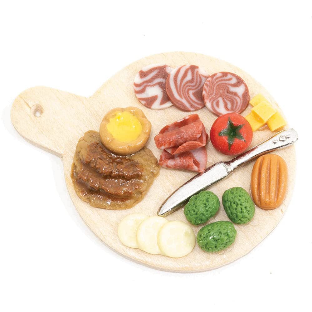 International Miniatures by Classics Dollhouse Miniature Round Charcuterie Board with Assorted Foods